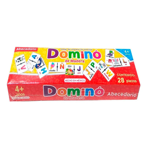 Domino didáctico de madera Abecedario, 28 pz