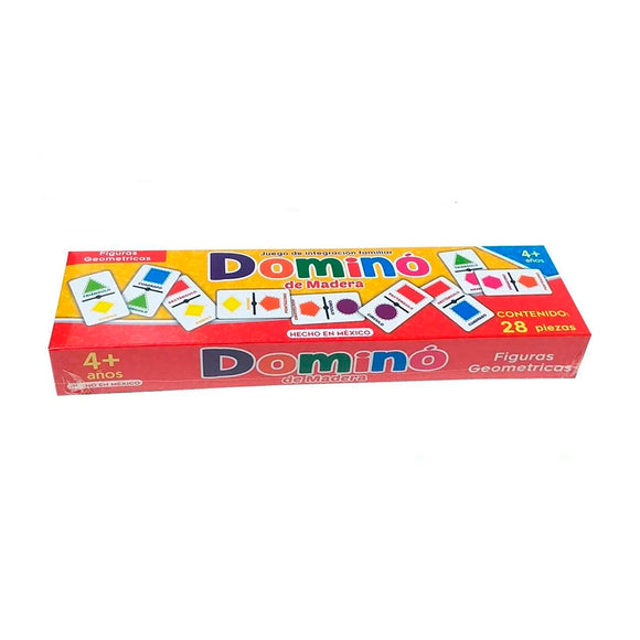 Domino didáctico de madera Figuras geométricas, 28 pz