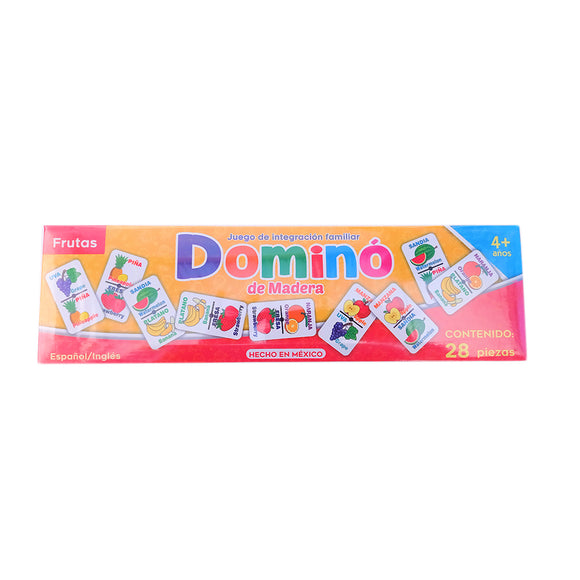 Domino didáctico de madera Frutas, 28 pz