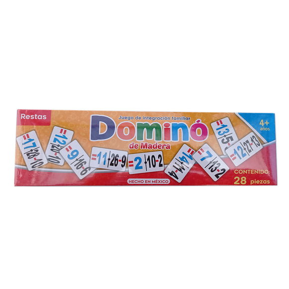 Domino didactico de madera Resta, 28 pz